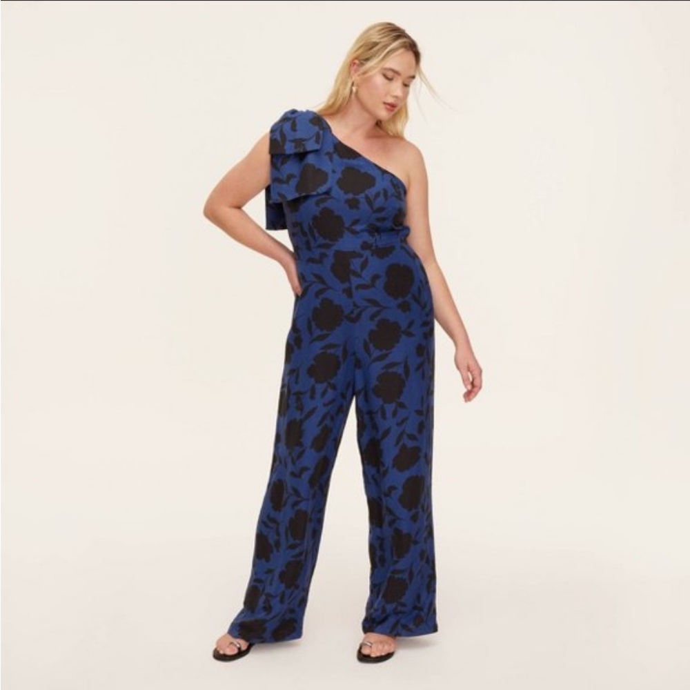 NWT Kate Spade x Target One-Shoulder Blue Floral Jumpsuit, size 8